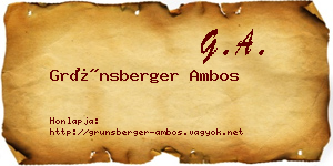 Grünsberger Ambos névjegykártya